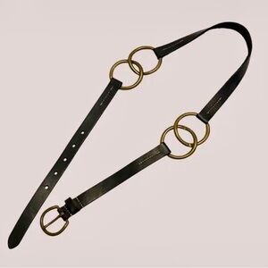 Vintage GAP Leather Brown Leather Belt with Brass Rings Boho Bohemian M